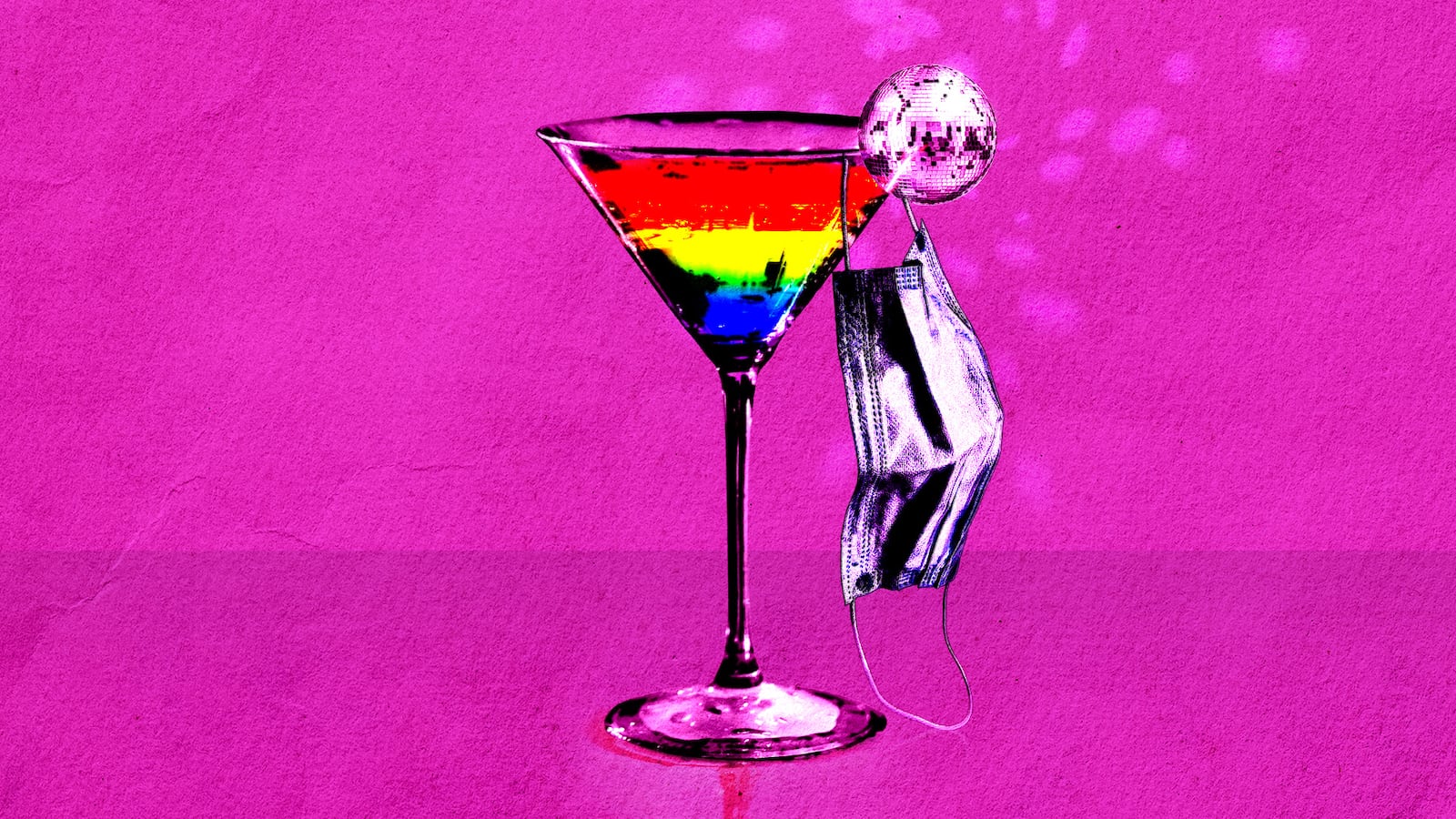 LGBQTA cocktail with a mask.
