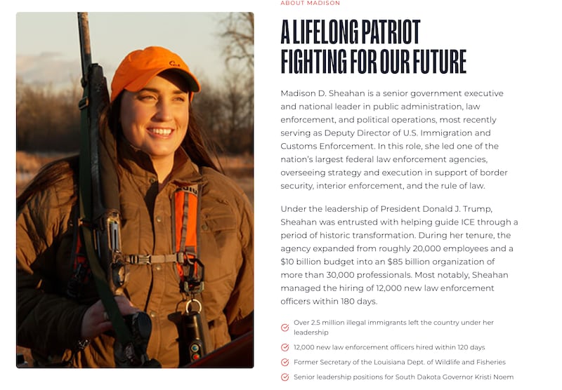 Madison Sheahan's congressional website.