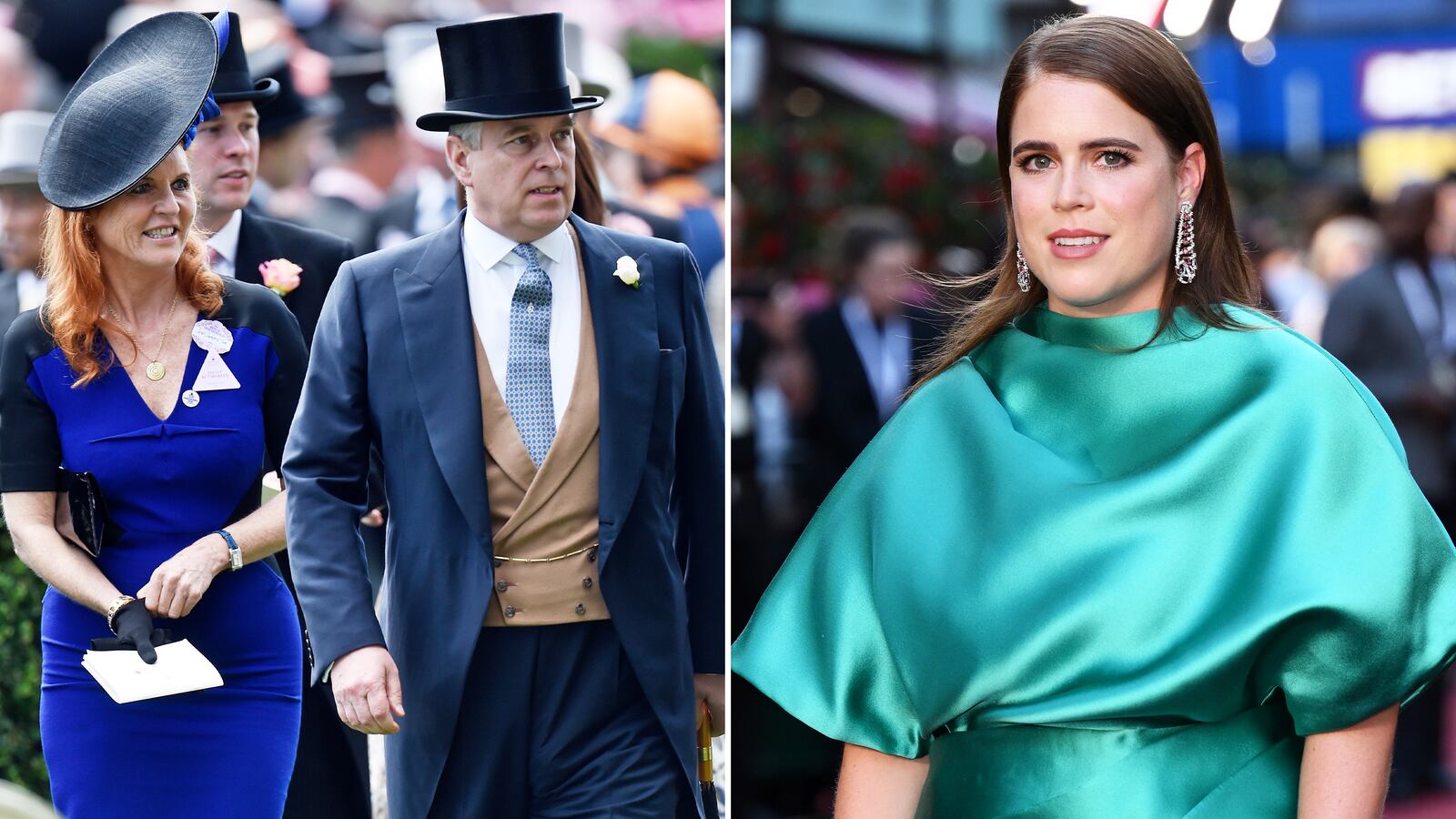 Sarah Ferguson, Duchess of York and Prince Andrew, Duke of York and Princess Eugenie of York.
