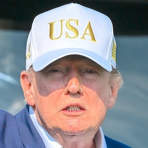 President Donald Trump waves goodbye after the final round of the LIV Golf New York tournament at Trump National Bedminster.