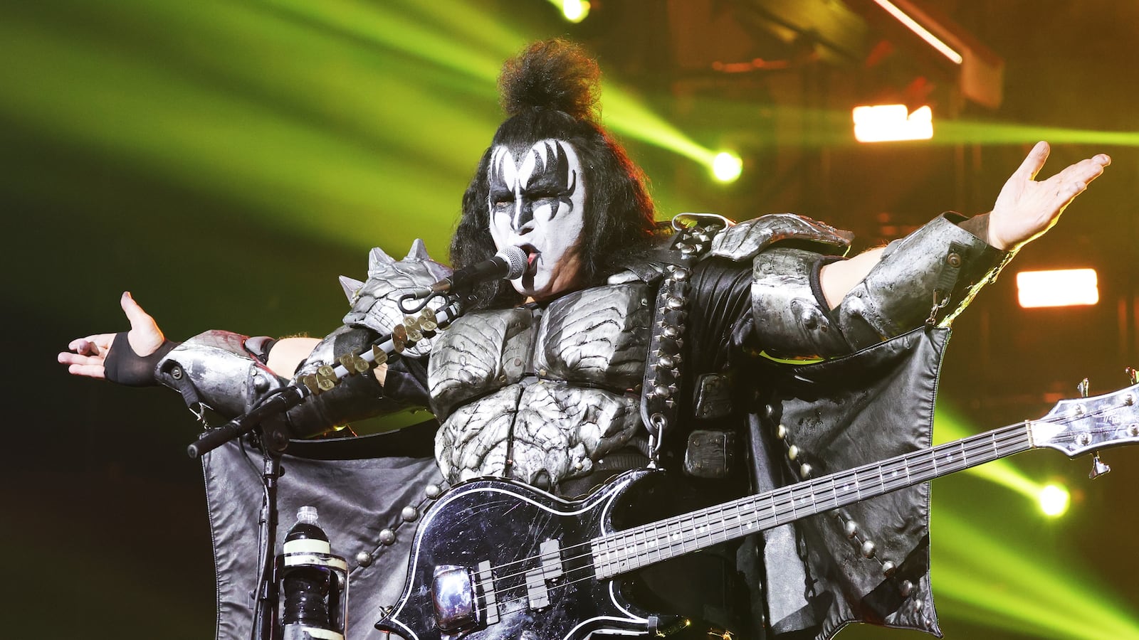 NEW YORK, NEW YORK - DECEMBER 02: Gene Simmons of KISS performs during the final show of KISS: End of the Road World Tour at Madison Square Garden on December 02, 2023 in New York City.