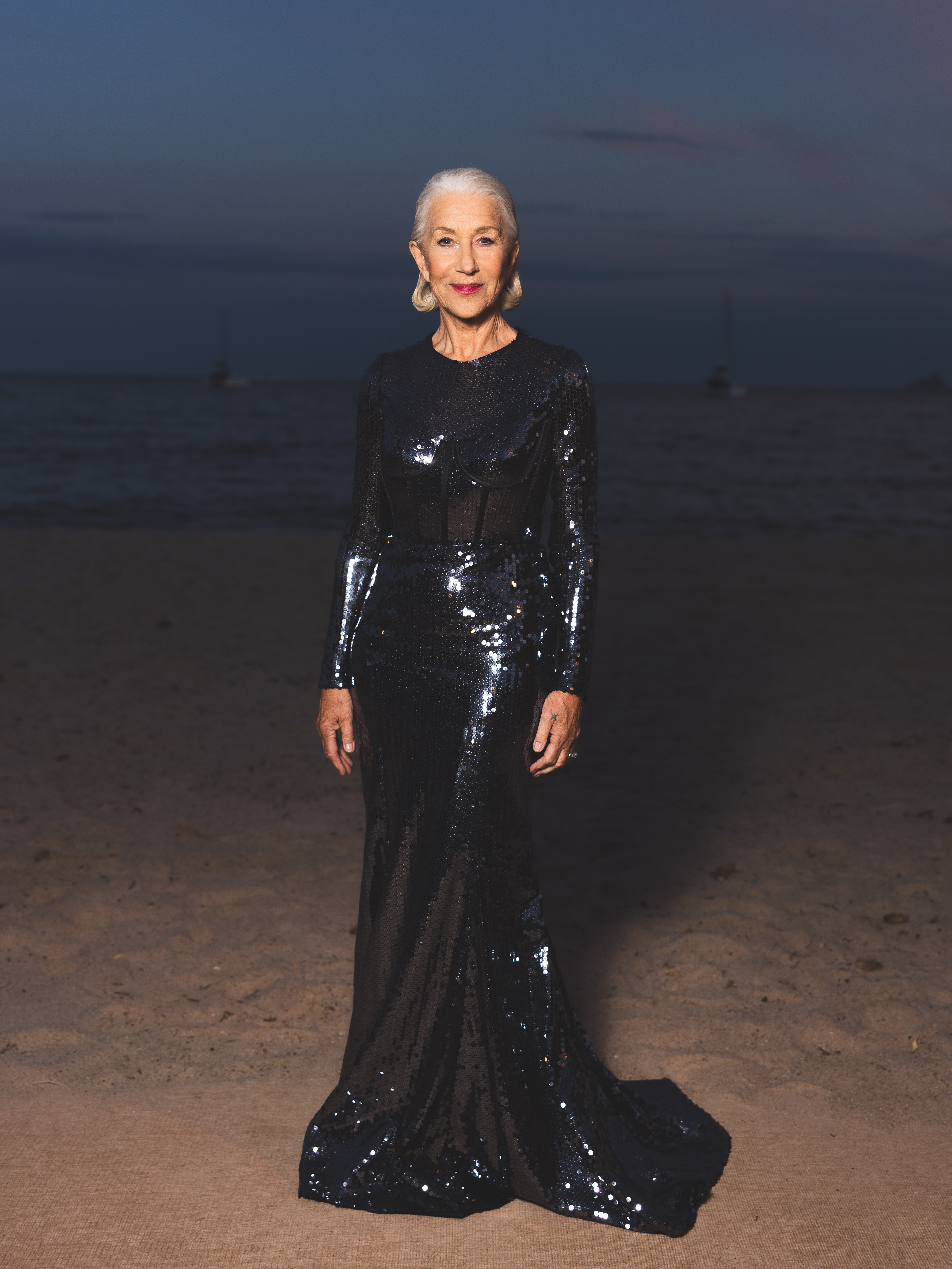 Helen Mirren attends Lights On Women's Worth at Plage Des Palmes on May 24, 2024 in Cannes, France.