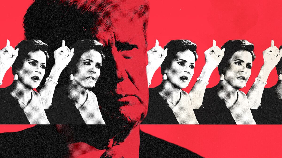A photo illustration featuring Donald Trump and Kari Lake