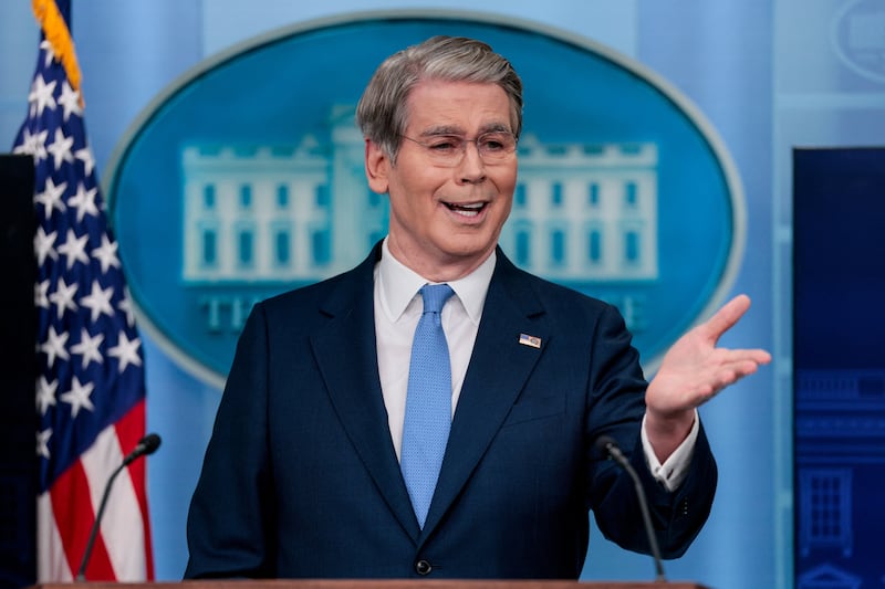 Treasury Secretary Scott Bessent speaks during a press briefing in the James S. Brady Press Briefing Room at the White House in Washington, D.C., U.S., May 28, 2026.