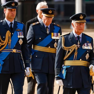 Prince William, Prince of Wales, King Charles III, Prince Harry, Duke of Sussex and Anne, Princess Royal