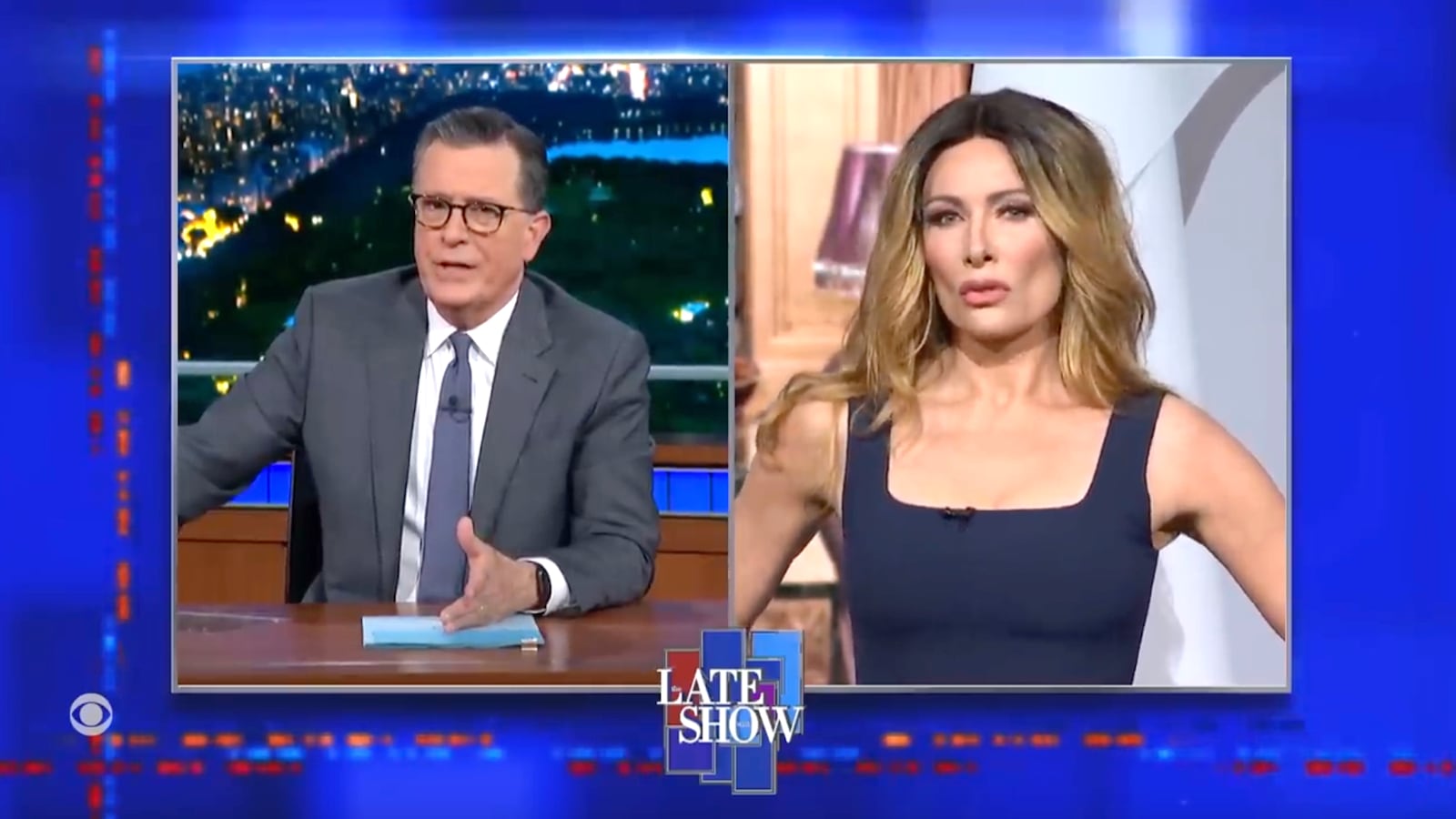 Stephen Colbert and Laura Benanti