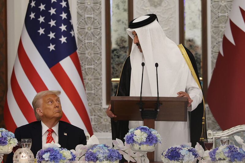 Donald Trump and Tamim bin Hamad al Thani.