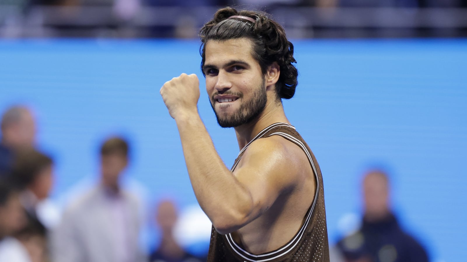 Carlos Alcaraz fist pumps after winning his Men's Singles match on Day Four of the 2026 US Open at USTA Billie Jean King National Tennis Center on Wednesday, September 2, 2026 in Flushing, NY.