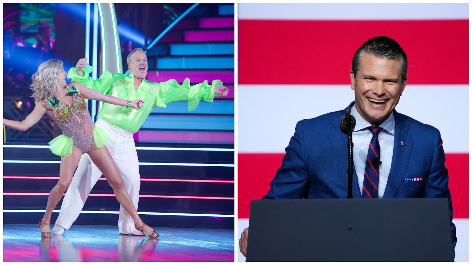 Pete Hegseth appeared at a ceremony honoring Sean Spicer.