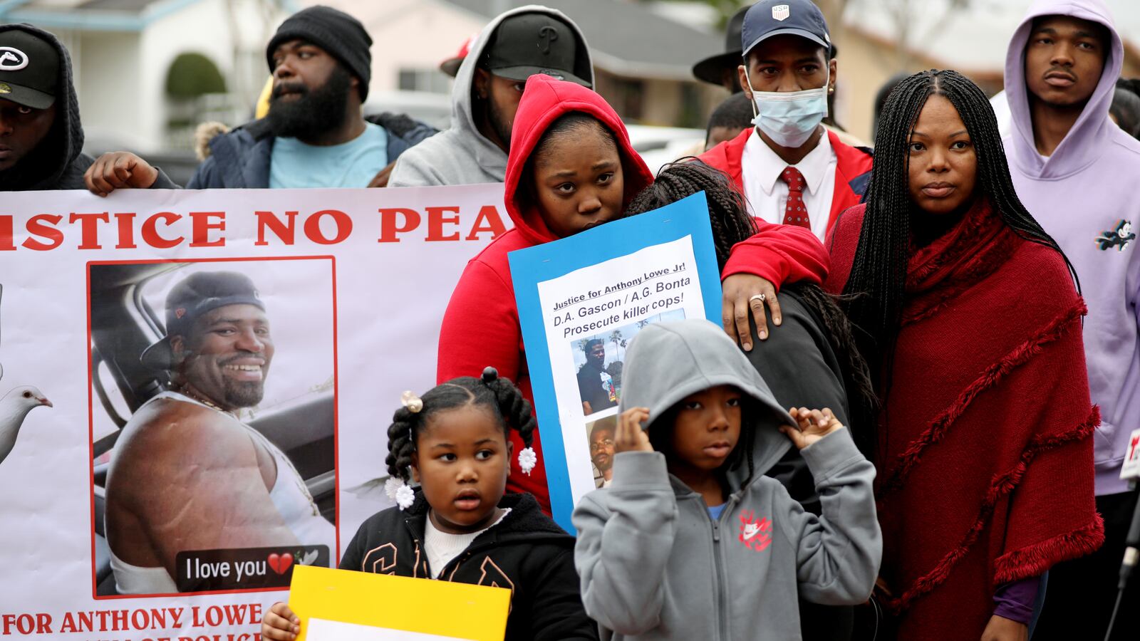 A press conference held outside Huntington Park Police Department on the recent death of Anthony Lowe