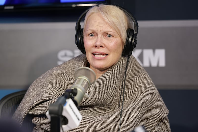 Pamela Anderson visits SiriusXM Studios on January 14, 2026.