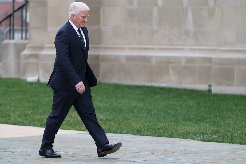 CNN pundit John King arrives for the funeral service of Dick Cheney at the National Cathedral.