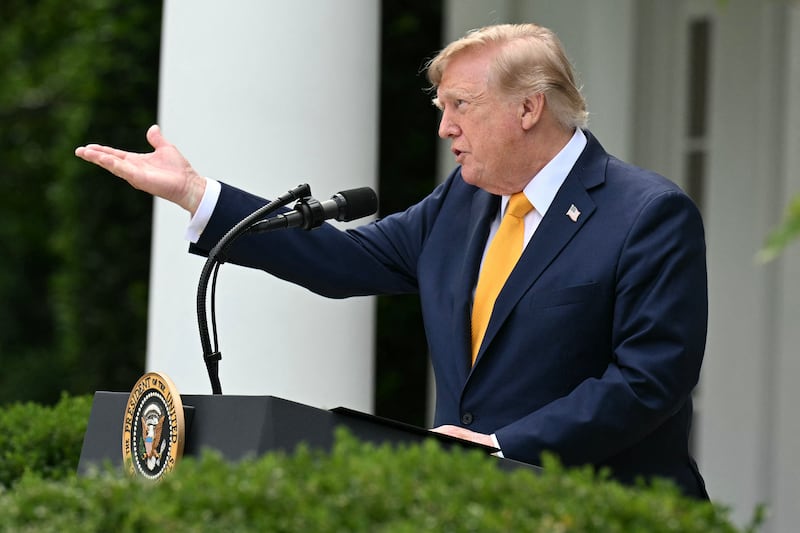 US President Donald Trump speaks in the Rose Garden of the White House in Washington, DC, on August 24, 2026.