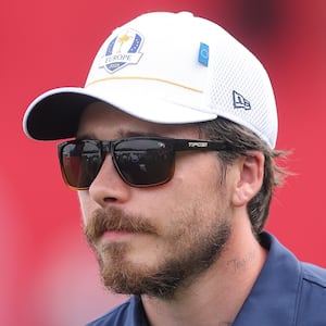 FARMINGDALE, NEW YORK - SEPTEMBER 24: Brooklyn Peltz Beckham looks on during the All-Star Match prior to the Ryder Cup 2025 at Black Course at Bethpage State Park Golf Course on September 24, 2025 in Farmingdale, New York. (Photo by Carl Recine/Getty Images)