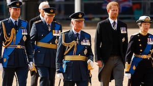 Prince William, Prince of Wales, King Charles III, Prince Harry, Duke of Sussex and Anne, Princess Royal