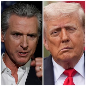 Left, California Gov. Gavin Newsom. Right, President Donald Trump