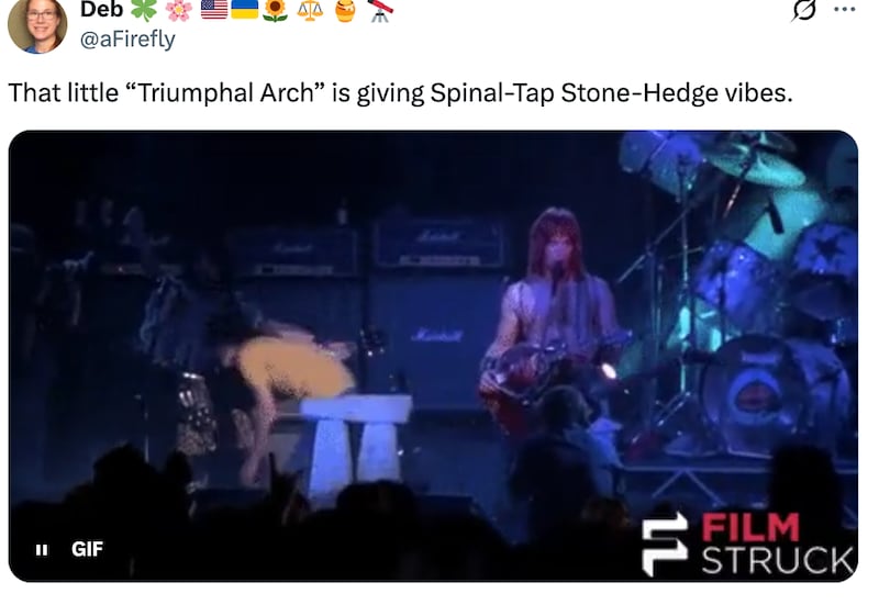 Donald Trump's tiny arch is triggering "This Is Spinal Tap" flashbacks.