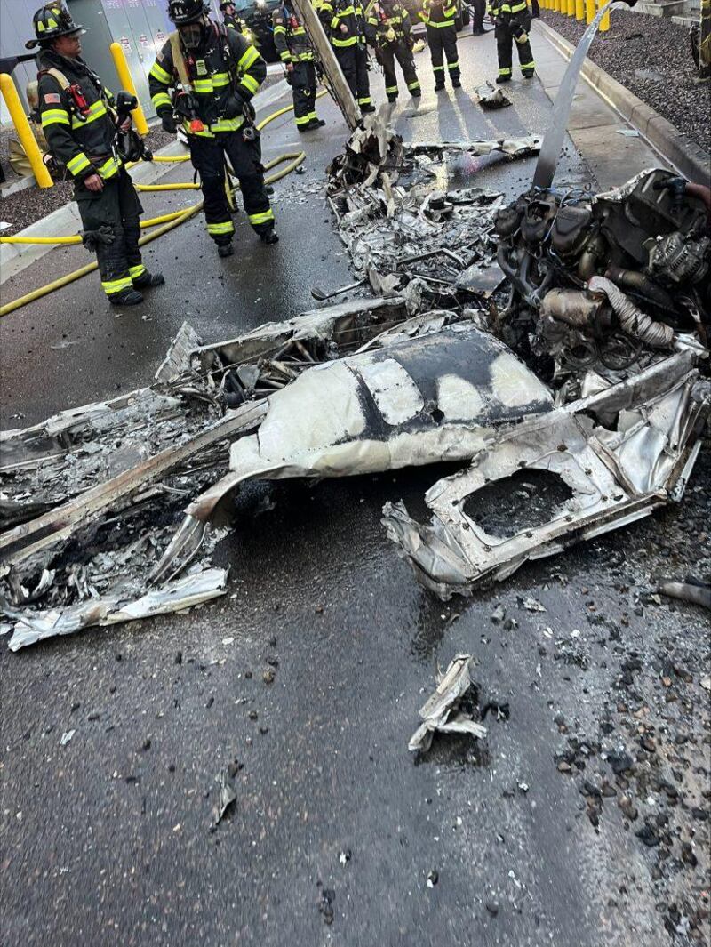 Wreckage from the crashed Colorado flight in Douglas County that killed two passengers.