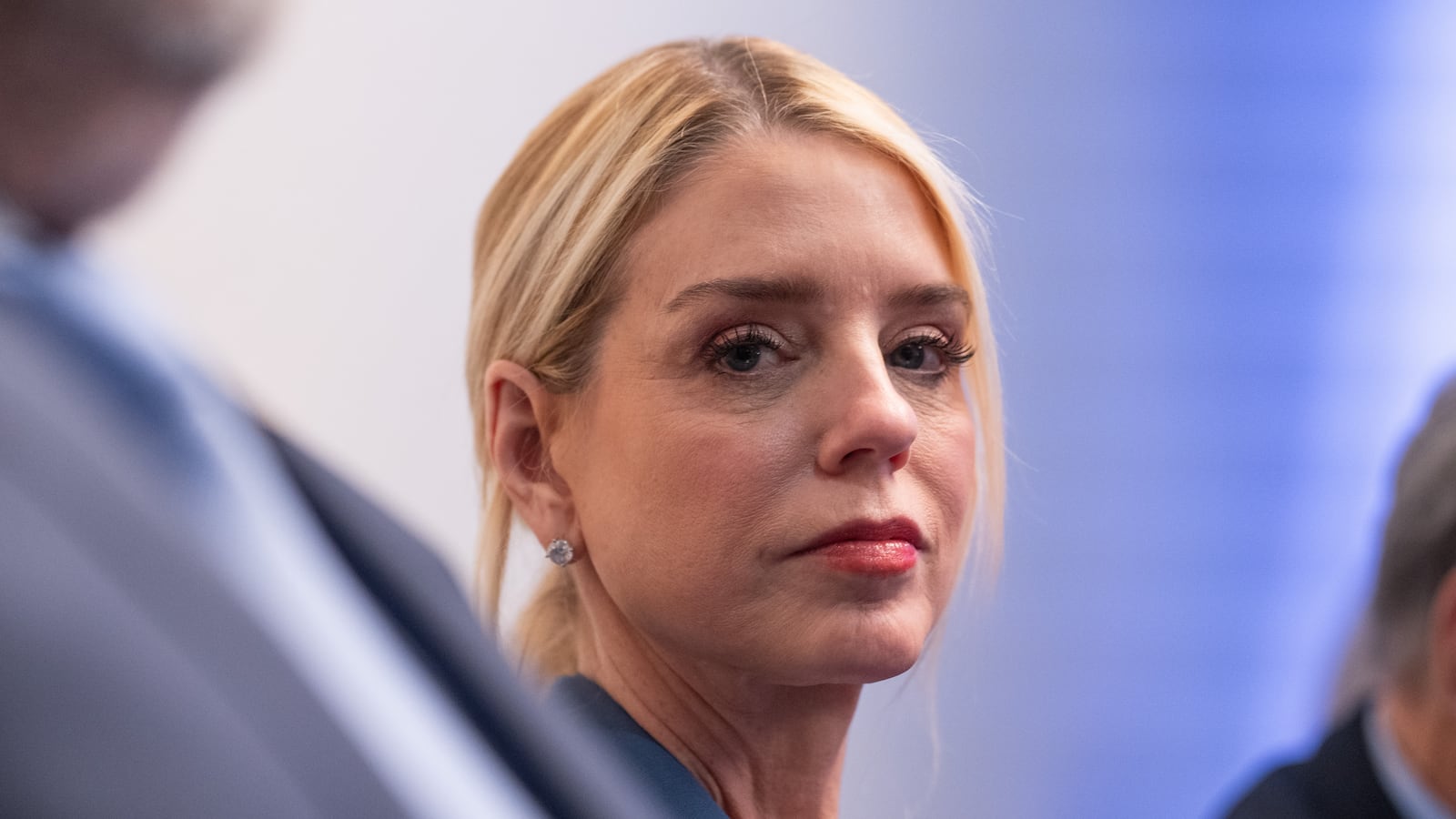 WASHINGTON, DC - FEBRUARY 20: U.S. US Attorney General Pam Bondi attends a press briefing held at the White House February 20, 2026 in Washington, DC. The U.S. Supreme Court today ruled against Trump's use of emergency powers to implement international trade tariffs, a central portion of the administration's core economic policy.(Photo by Aaron Schwartz/Getty Images)