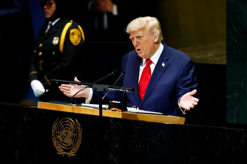 President Donald Trump complained about windmills, claimed those supporting the fight against climate change want to kill cows and slammed green energy while decrying climate change as a "con job" during his speech at the 80th session of the UN’s General Assembly at the United Nations headquarters on September 23, 2025.