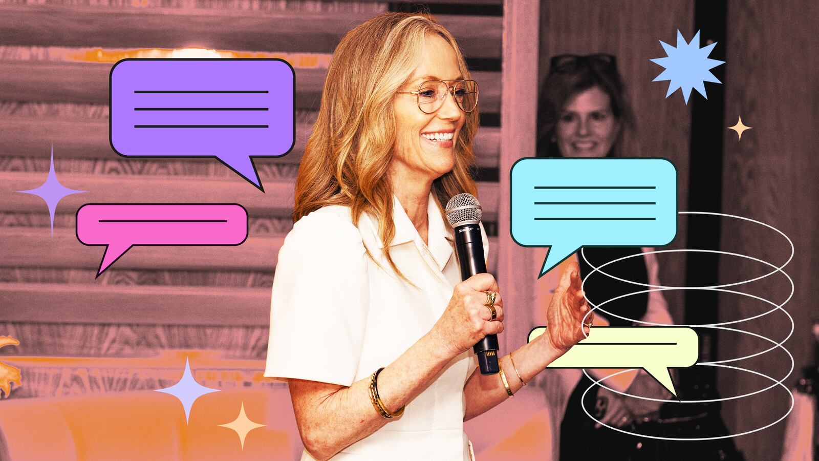 Karey Burke speaking at the Daily Beast Power100 luncheon in Los Angeles.