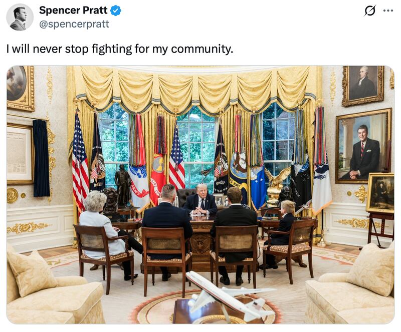 Failed Mayor candidate Spencer Trump posts a photo from the White House.