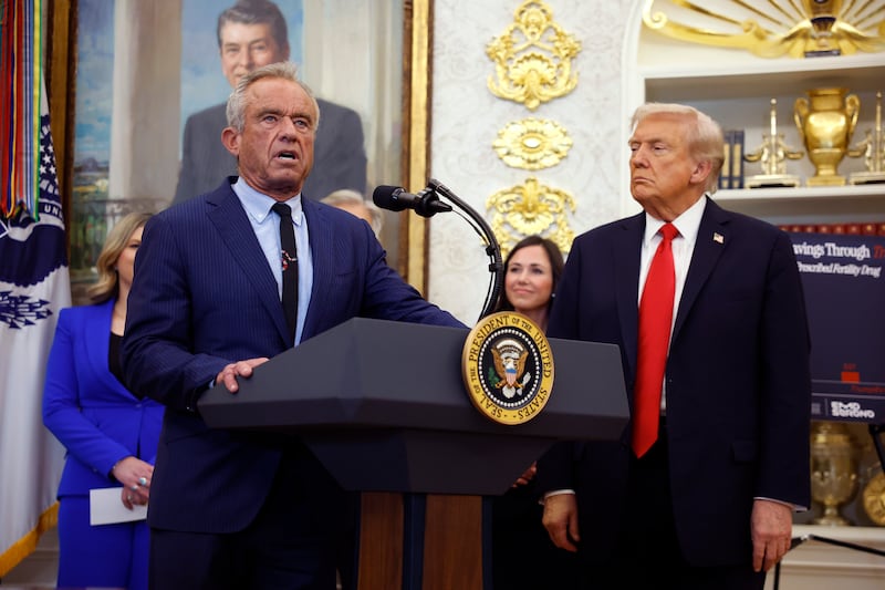 U.S. Health and Human Services Secretary Robert F. Kennedy Jr. delivers remarks alongside President Donald Trump