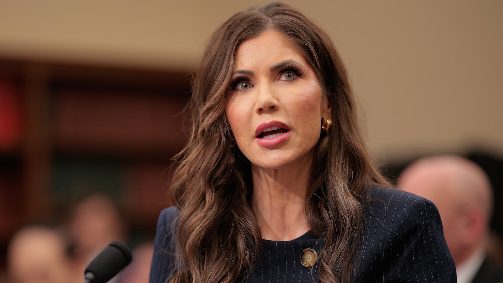 WASHINGTON, DC - MAY 06: Homeland Security Secretary Kristi Noem testifies before the House Appropriations Committee in the Rayburn House Office Building on Capitol Hill on May 06, 2025 in Washington, DC. Tasked with the Trump Administration's effort to deport millions of undocumented migrants from the United States, Noem testified before the Homeland Security Subcommittee about her department's FY 2026 budget request. (Photo by Chip Somodevilla/Getty Images)