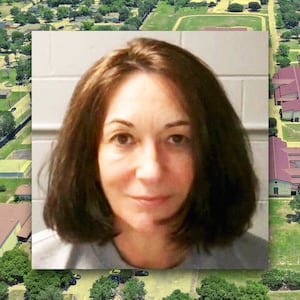 A photo illustration of Ghislaine Maxwell and Federal Prison Camp, Bryan in Texas.