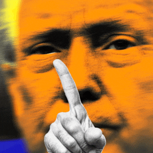 Donald Trump with a wagging finger in front of him