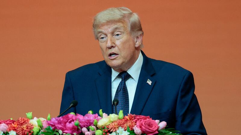 President Donald Trump, pictured speaking in Beijing on May 14, has repeatedly bragged in recent weeks about his cognitive tests.