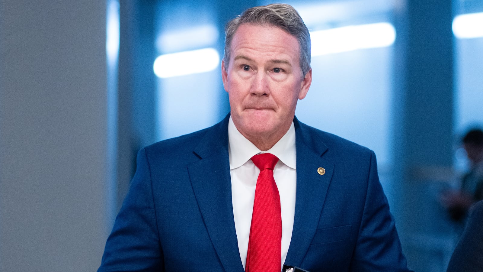 Sen. Jon Husted, R-Ohio, arrives in the U.S. Capitol for a vote on Wednesday, December 3, 2025.