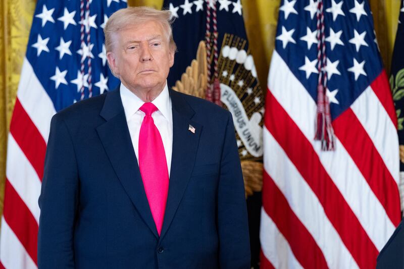 President Donald Trump, pictured Nov. 14, has not answered any questions from the press about the Epstein files since more emails were released but he has raged about the Epstein "hoax" on social media and slammed Republicans who have backed efforts to release documents.