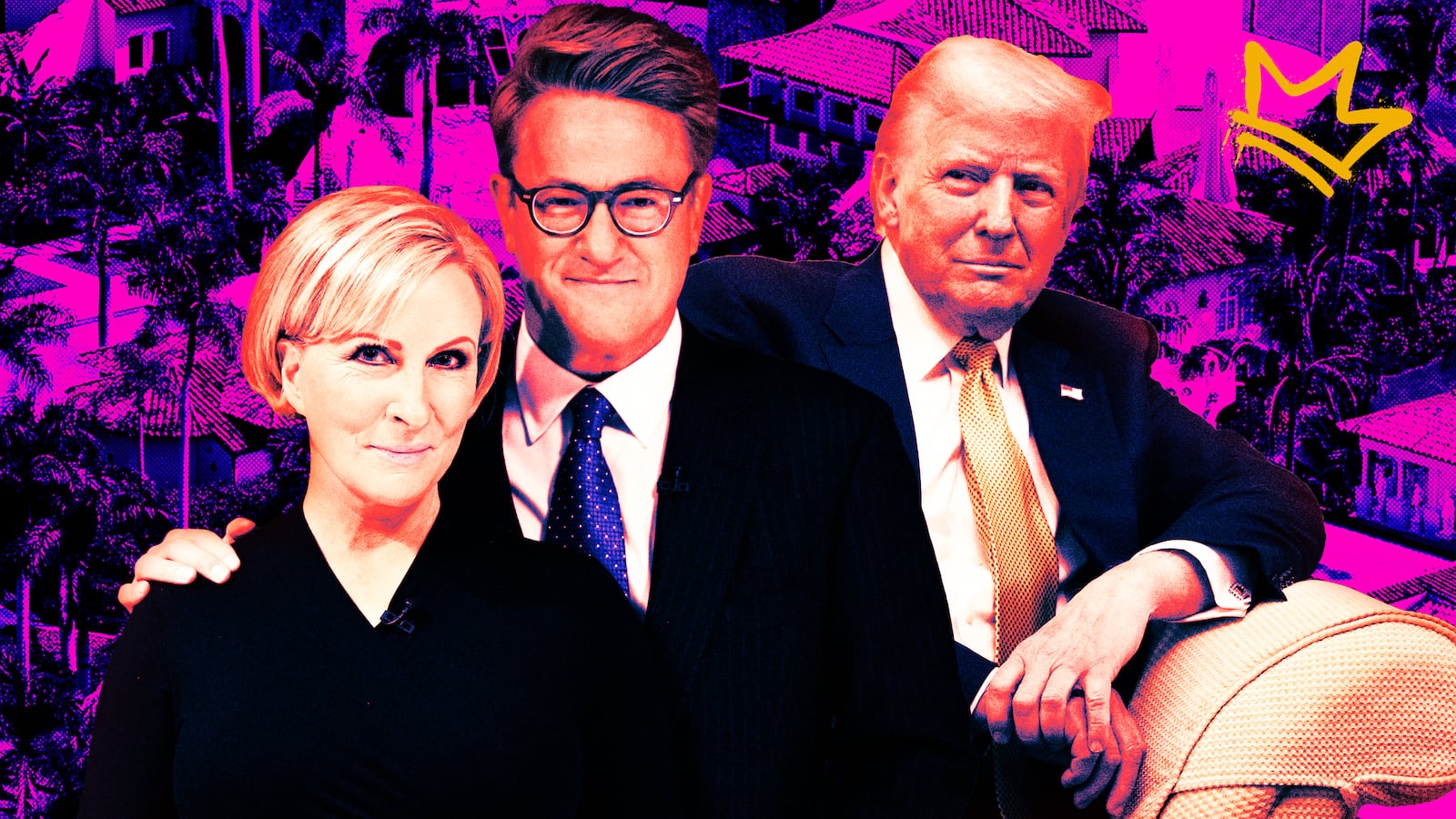 Mika Brzezinski, Joe Scarborough, and Donald Trump.