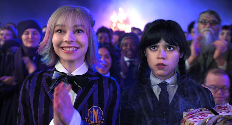 Emma Myers and Jenna Ortega in "Wednesday."