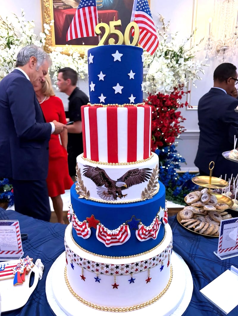 Jeanette Rubio Instagram post of an America 250th anniversary cake.