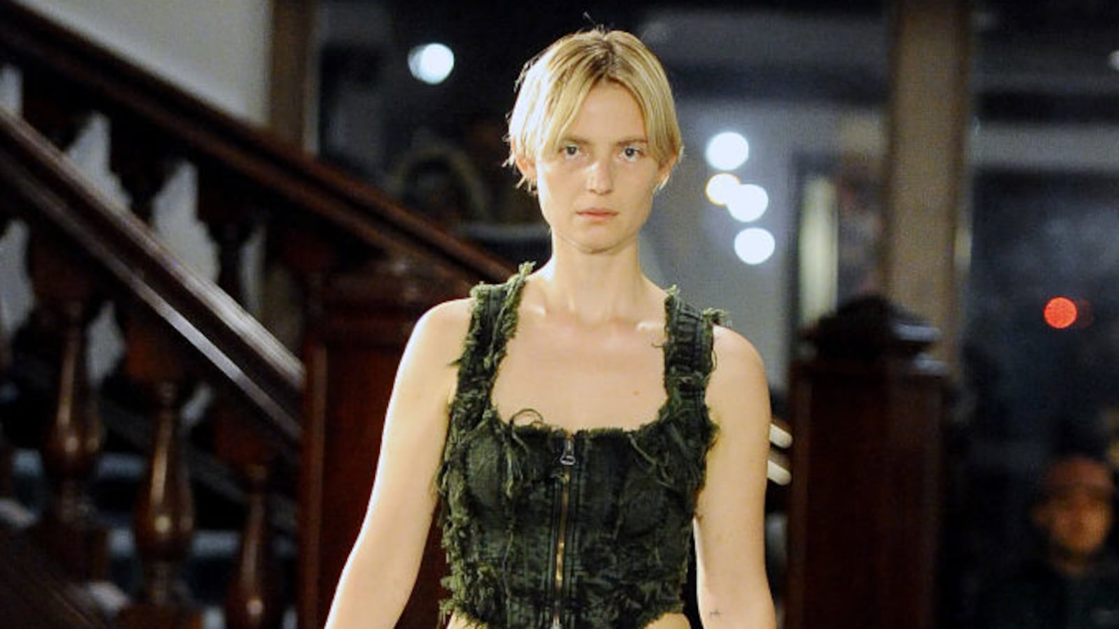 Camilla Deterre walks the runway for the Eckhaus Latta fashion show during February 2020 New York Fashion Week: The Shows on Feb. 11, 2020, in New York City.