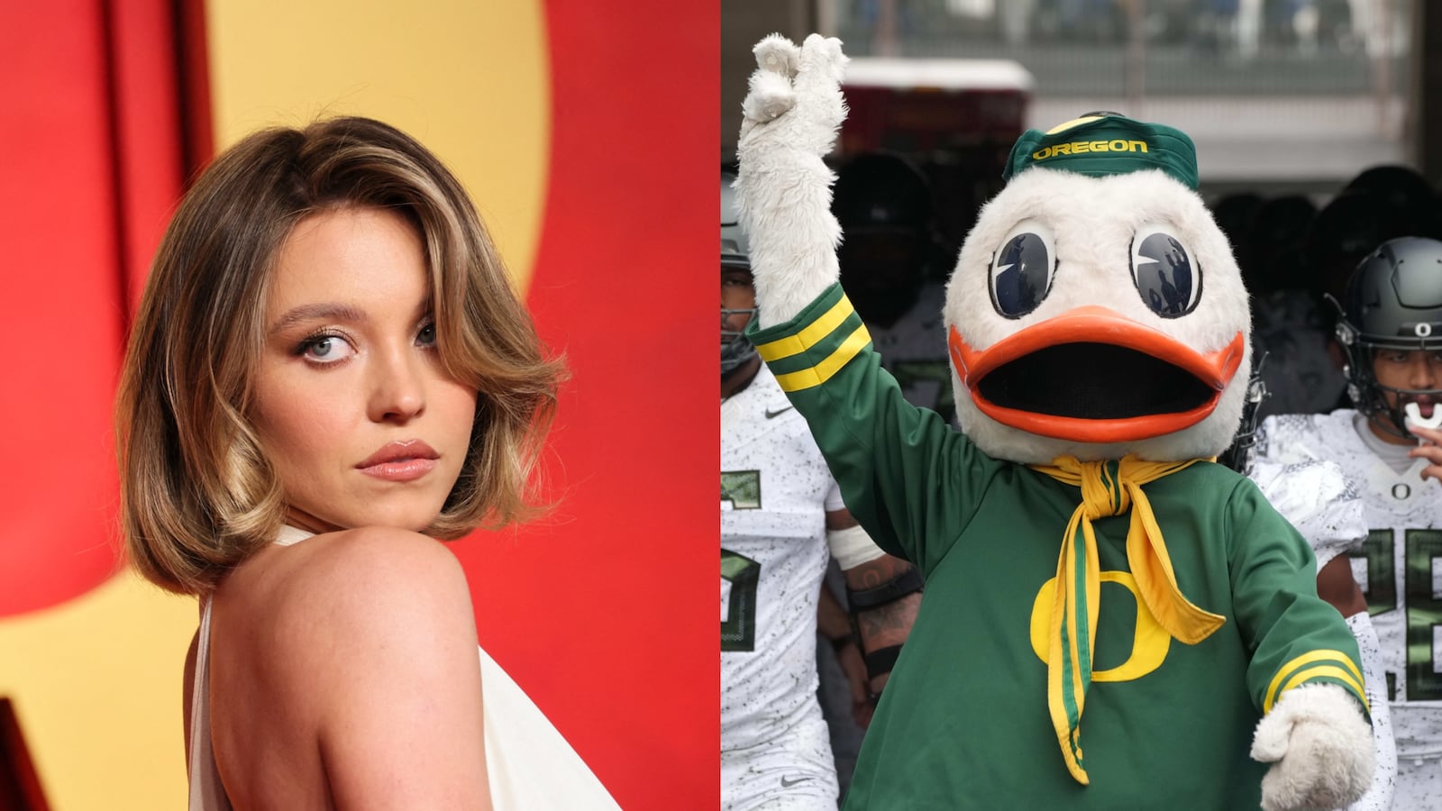 Sydney Sweeney and the Oregon Duck.