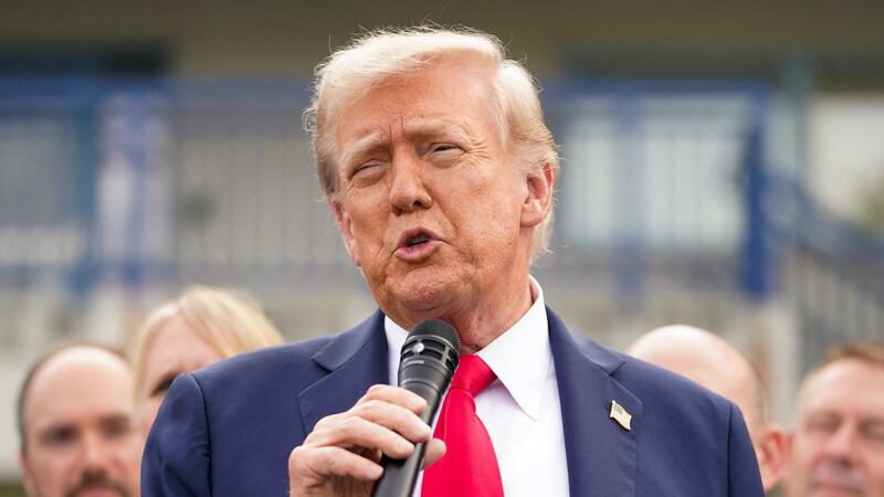 U.S. President Donald Trump speaks as he attends U.S. Park Police Anacostia Operations Facility to meet with police and the military, after deploying National Guard troops in the nation's capital, in Washington, D.C., U.S., August 21, 2025.  REUTERS/Nathan Howard