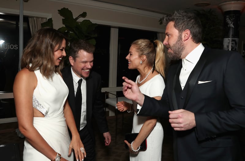 Luciana Damon, actor Matt Damon, actress Sienna Miller, and actor Ben Affleck attend Amazon Studios Golden Globes Celebration at The Beverly Hilton Hotel on January 8, 2017 in Beverly Hills, California.