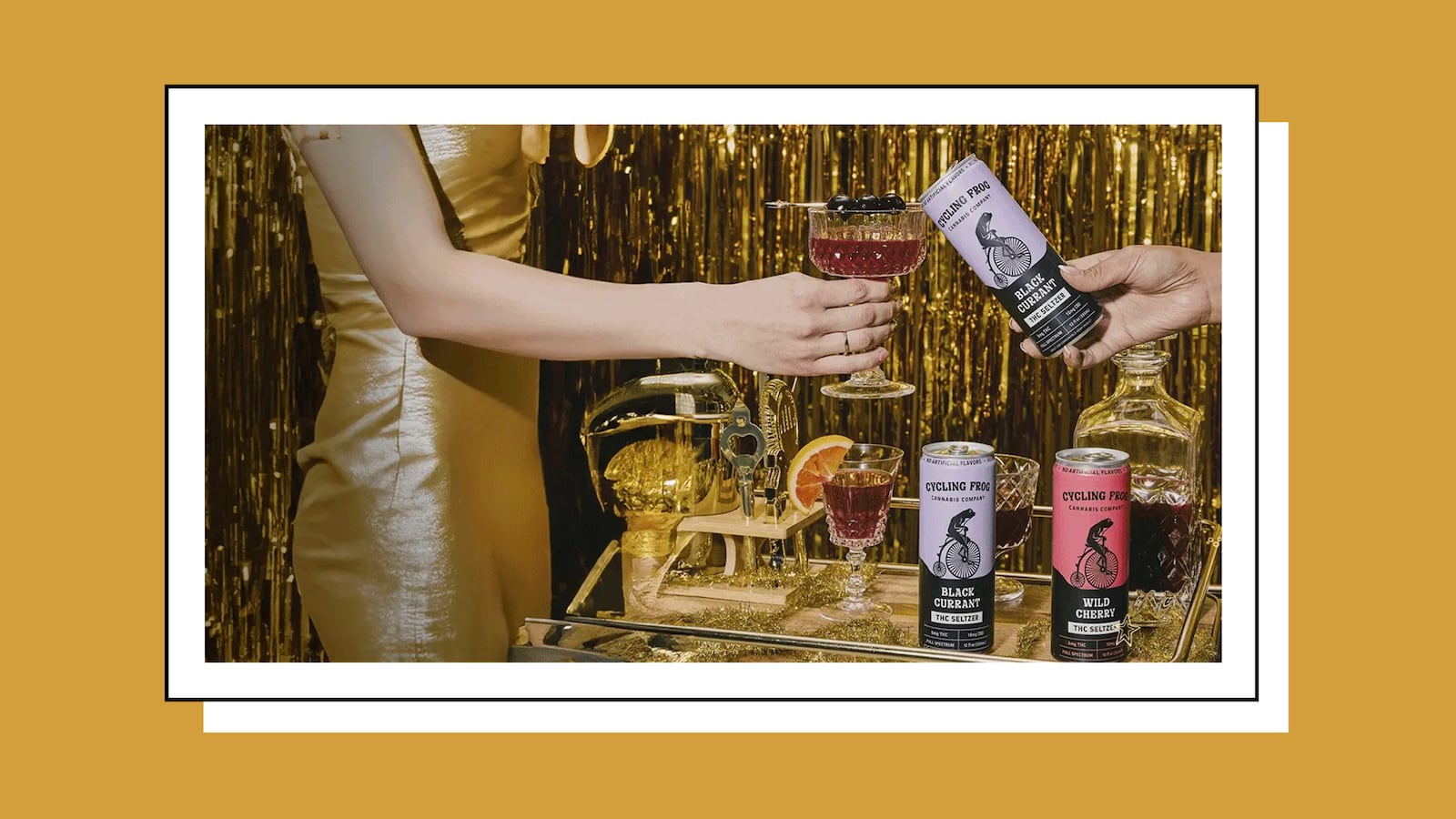 Cycling Frog THC seltzer holiday cocktail bar