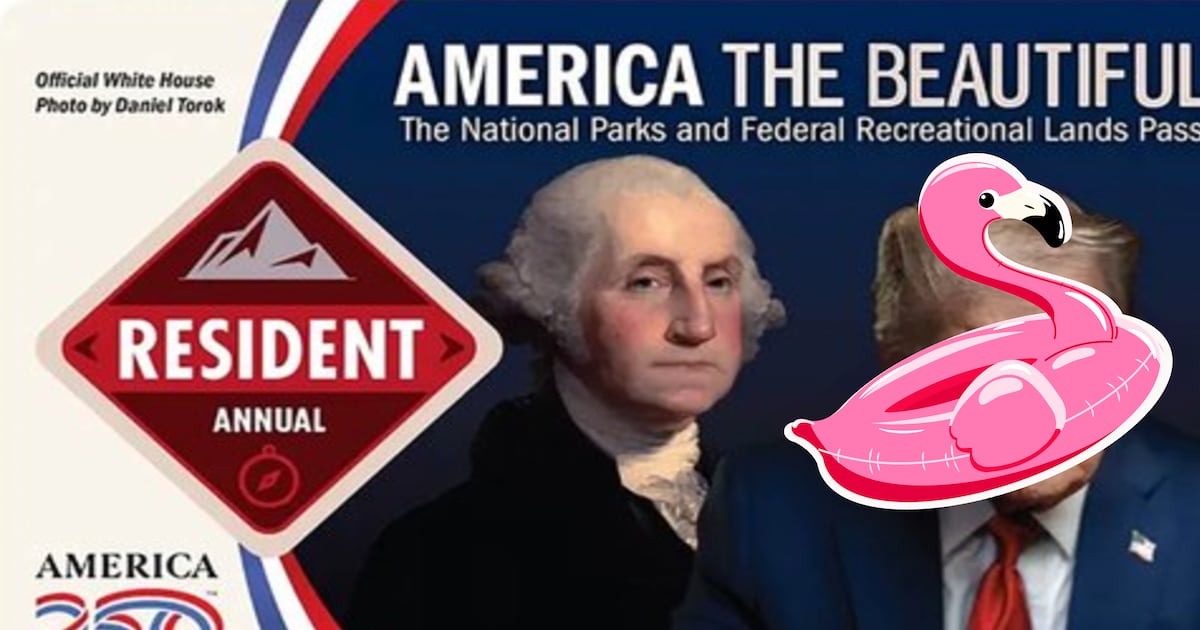 Snowflake Trump Hatches Plan to Stop People Covering His Face on National Park Passes