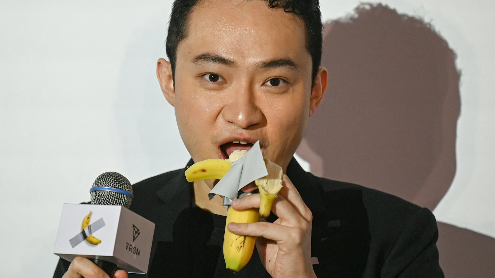 Justin Sun, pictured, described Maurizio Cattelan’s infamous 2019 work as “much better than other bananas.”
