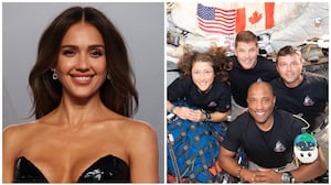 Jessica Alba and the Artemis II crew.