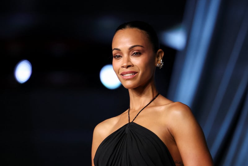 Zoe Saldana attends the fifth annual Academy Museum Gala in Los Angeles, California, on October 18, 2025.