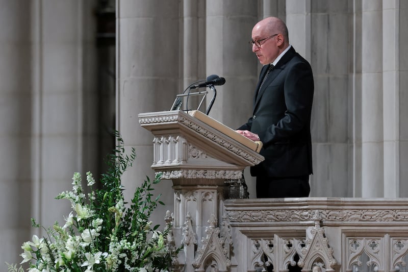 Jonathan Reiner speaks during a funeral service for former U.S. Vice President Dick Cheney, at Washington National Cathedral, in Washington, D.C., U.S., November 20, 2025.