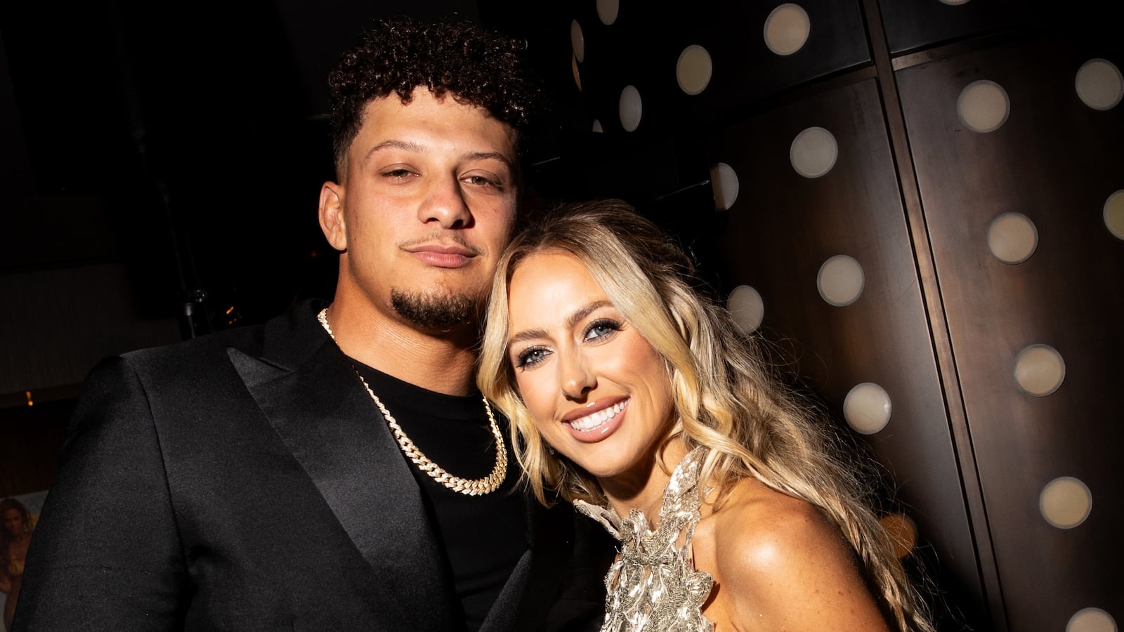 Patrick Mahomes and Brittany Mahomes at a Sports Illustrated party in 2024