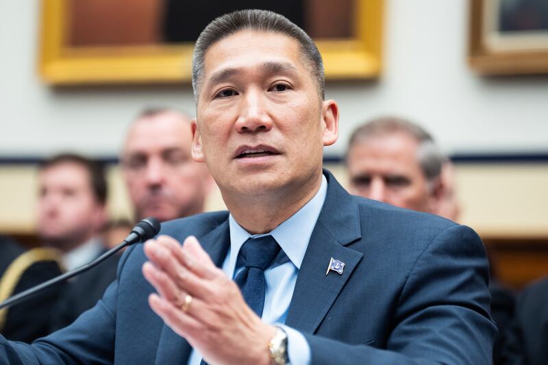 UNITED STATES - MAY 14: Acting Secretary of the Navy Hung Cao testifies during the House Armed Services Committee hearing titled "Department of the Navy FY2027 Budget Request," in Rayburn building on Thursday, May 14, 2026. (Tom Williams/CQ-Roll Call, Inc via Getty Images)