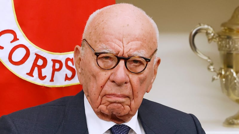 WASHINGTON, DC - FEBRUARY 03:  Former Executive Chairman of Fox Corp Rupert Murdoch and Oracle co-founder, CTO and Executive Chairman Larry Ellison listen as U.S. President Donald Trump speaks to reporters in the Oval Office of the White House on February 03, 2025 in Washington, DC. After signing a series of executive orders and proclamations, Trump spoke to reporters about a range of topics including recent negotiations with Mexico on tariffs. (Photo by Anna Moneymaker/Getty Images)