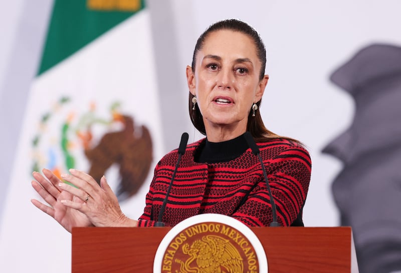 Mexico's President Claudia Sheinbaum addresses the media in her daily press conference saying that her government was "going to take greater measures" following the death last week of a Mexican being held at a federal immigrant detention center in the U.S., in Mexico City, Mexico March 30, 2026. REUTERS/Quetzalli Nicte-Ha